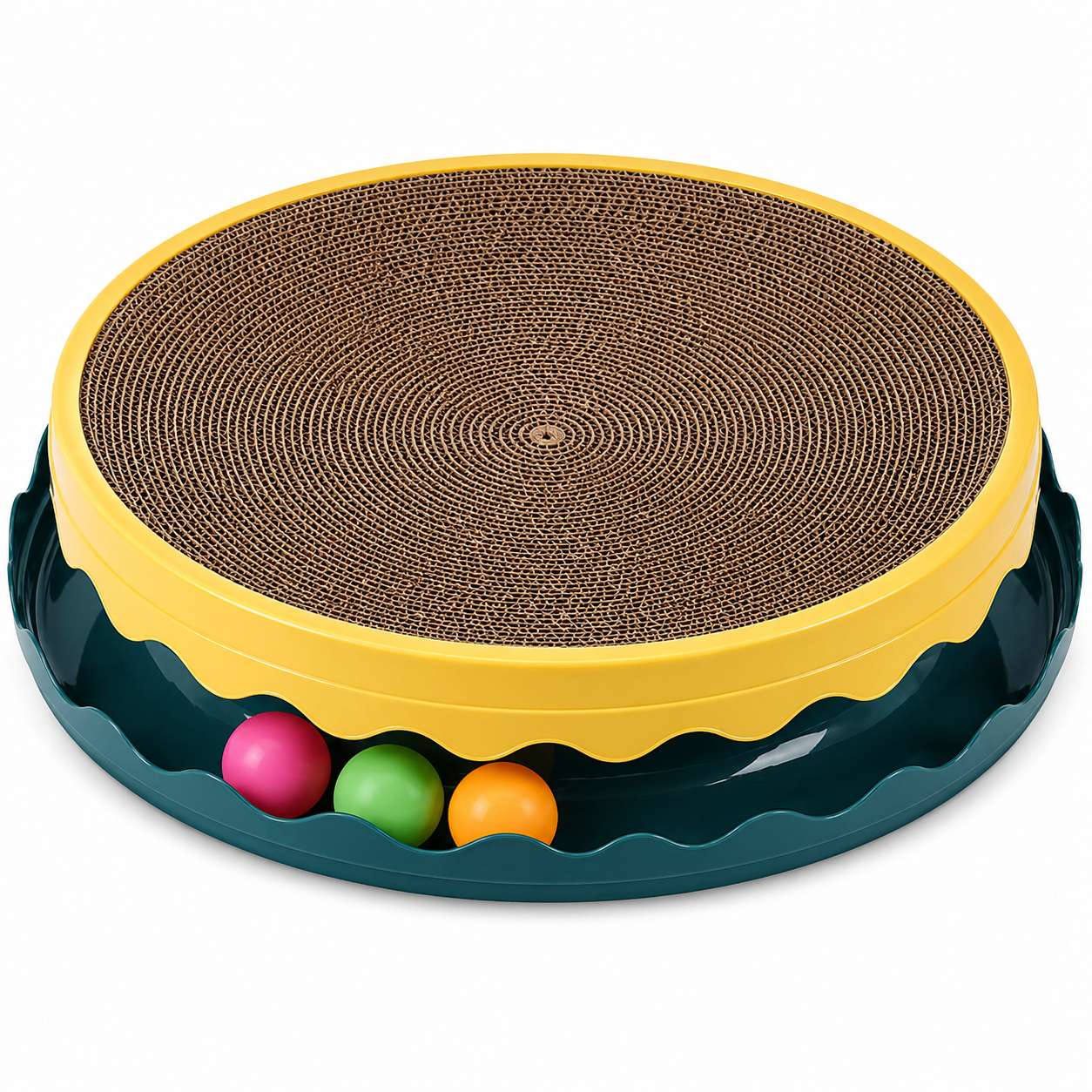 Round Cat Scratcher With Interactive Ball