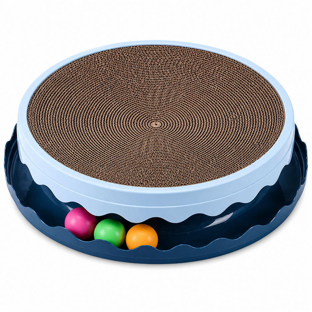 Round Cat Scratcher With Interactive Ball
