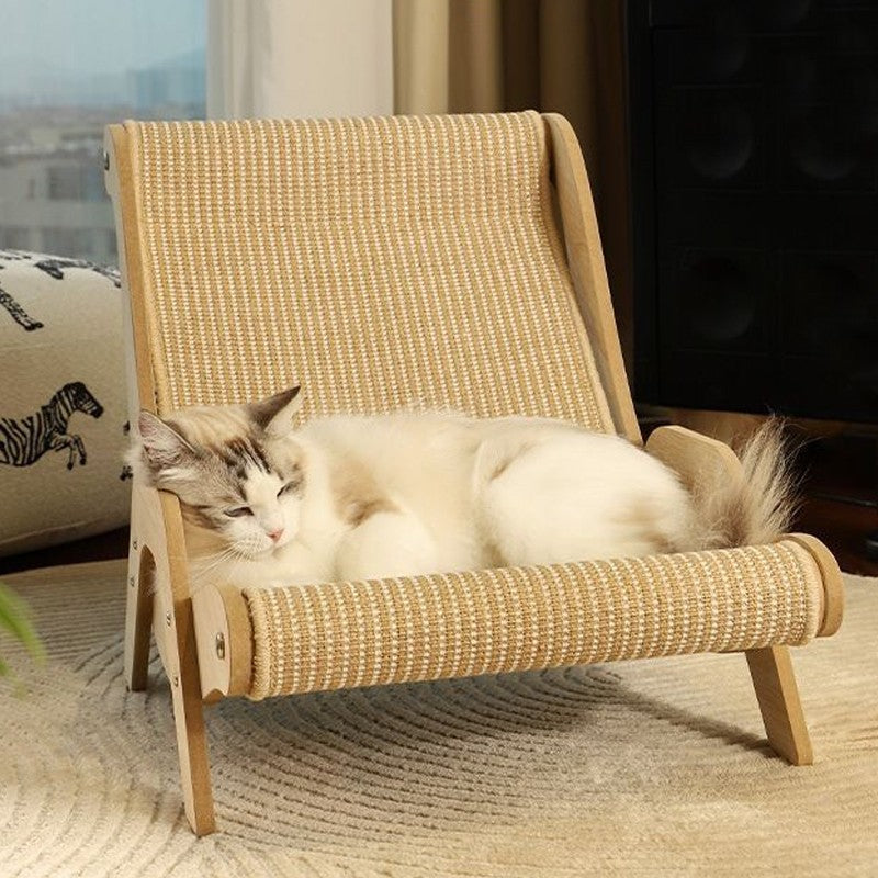Sisal Cat Lounge Chair Sofa Kitten Hammock Pet Scratching Post Pad Sleep Bed UK